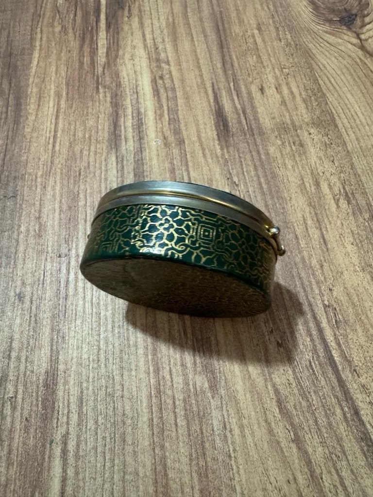 Vintage Retro Desenli & Gold Detaylı Metal Mücevher & Kadife Takı Kutu - 4
