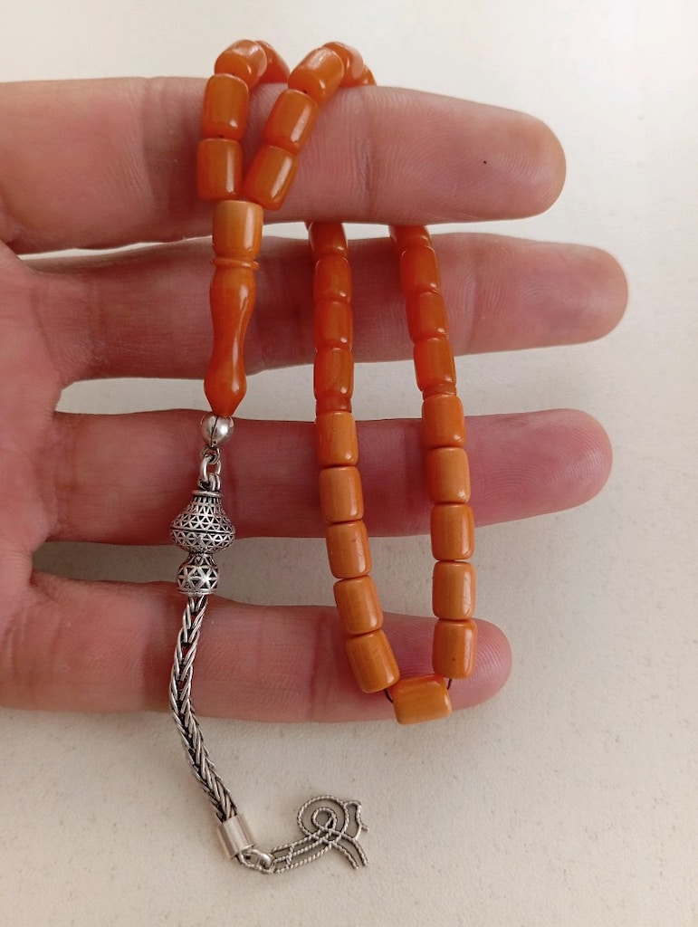 5,2/6,8 mm ölçüde,925 ayar gümüş püsküllü,renk süzmesi Katalin kehriba - 2