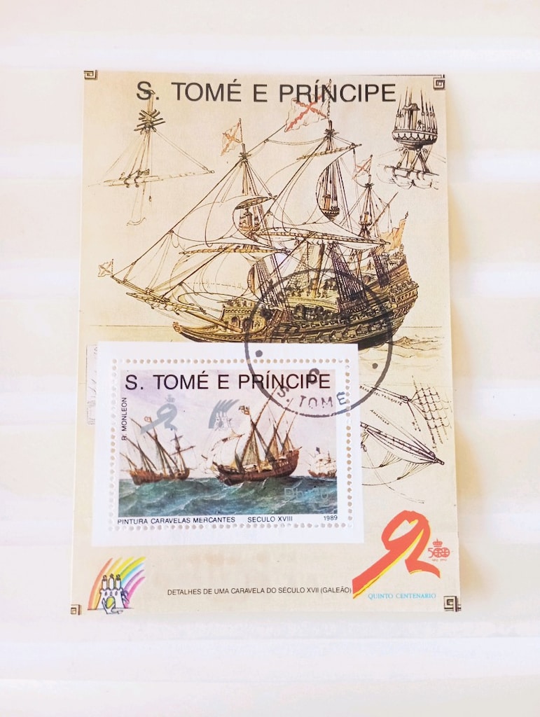 1989 São Tomé ve Príncipe – Yelkenli Gemiler Blok Pul - 5