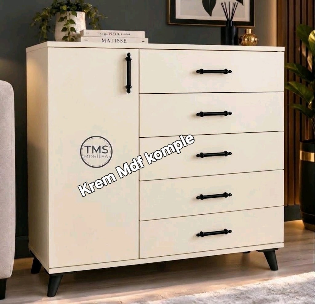 Şifonyer Komple Krem Mdf 5 çekmeceli ücretsiz kargo kurulum - 2