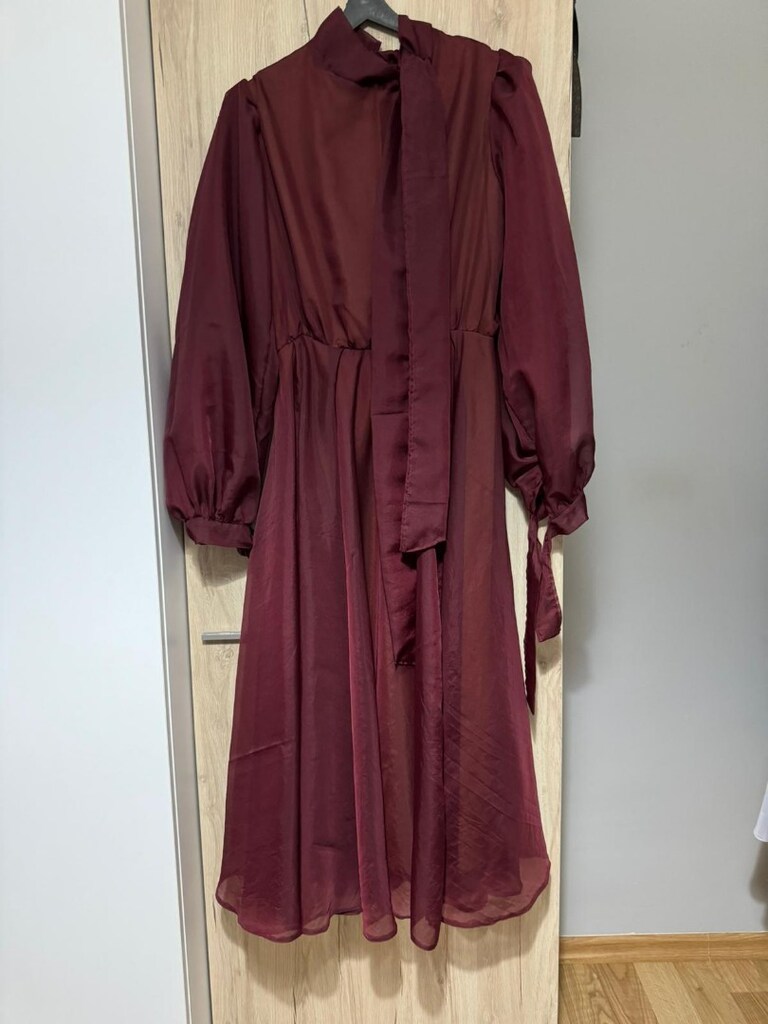 bordo elbise - 2