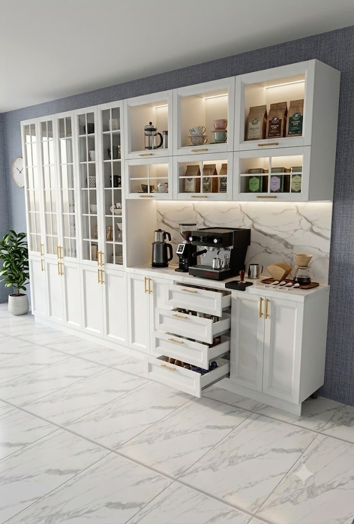 Premium LED'li Kahve Köşesi - Çimston Tezgah / Komple MDF - 3
