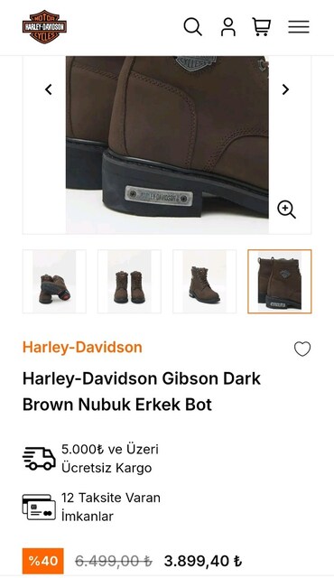 Harley Davidson Erkek koyu kahve nubuk bot 45 numara