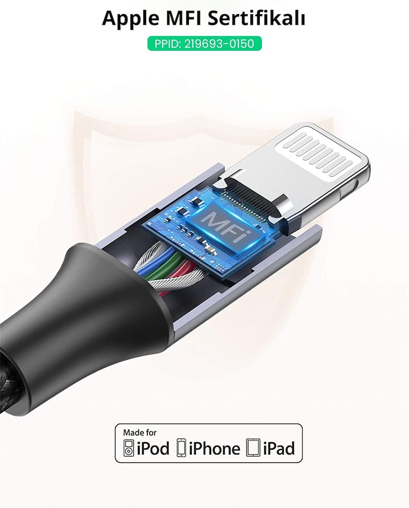 UGreen 60761 Örgülü USB Type-C to Lightning Şarj Kablosu 2m - 7