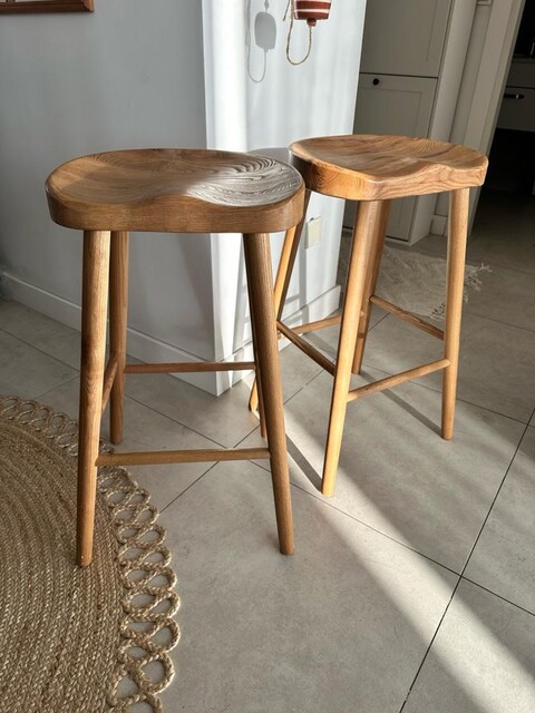 2 Adet Zara Home Dişbudak Bar Taburesi