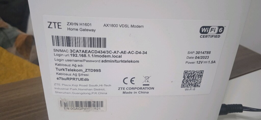 ZTE ZXHN H1601 AX 1800 VDSL MODEM - 5