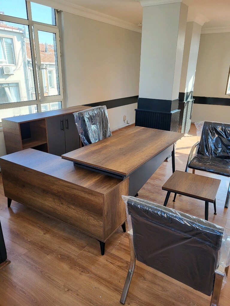 L Etajerli Ofis Makam Masası Takımı - 8