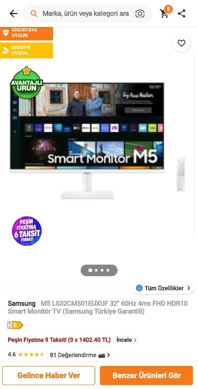 Samsung M5 32 İnç Beyaz Smart TV (SIFIR) - 3