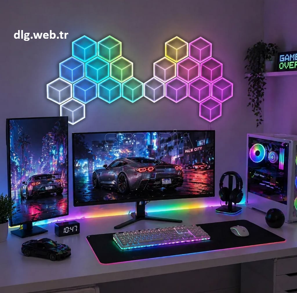 RBİC Altıgen 3D Duvar Led Paneli Uygulama & Kumanda Beyaz