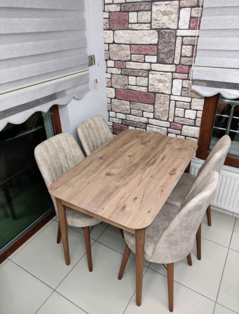 4 Kişilik Sabit Masa Sandalye Takımı (MDF MALZEME) Sıfır Ürün - 4
