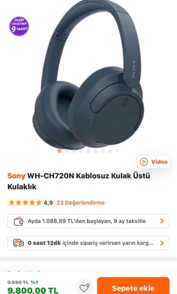 Sony kafa üstü kulaklık orijinal - 12