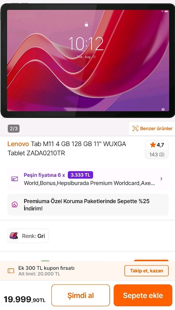 LENOVO TAB M11 128 GB TR SORUNSUZ+FULL SET - 3