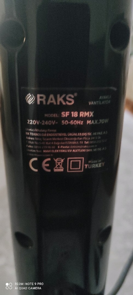 RAKS marka vantılatörr - 9