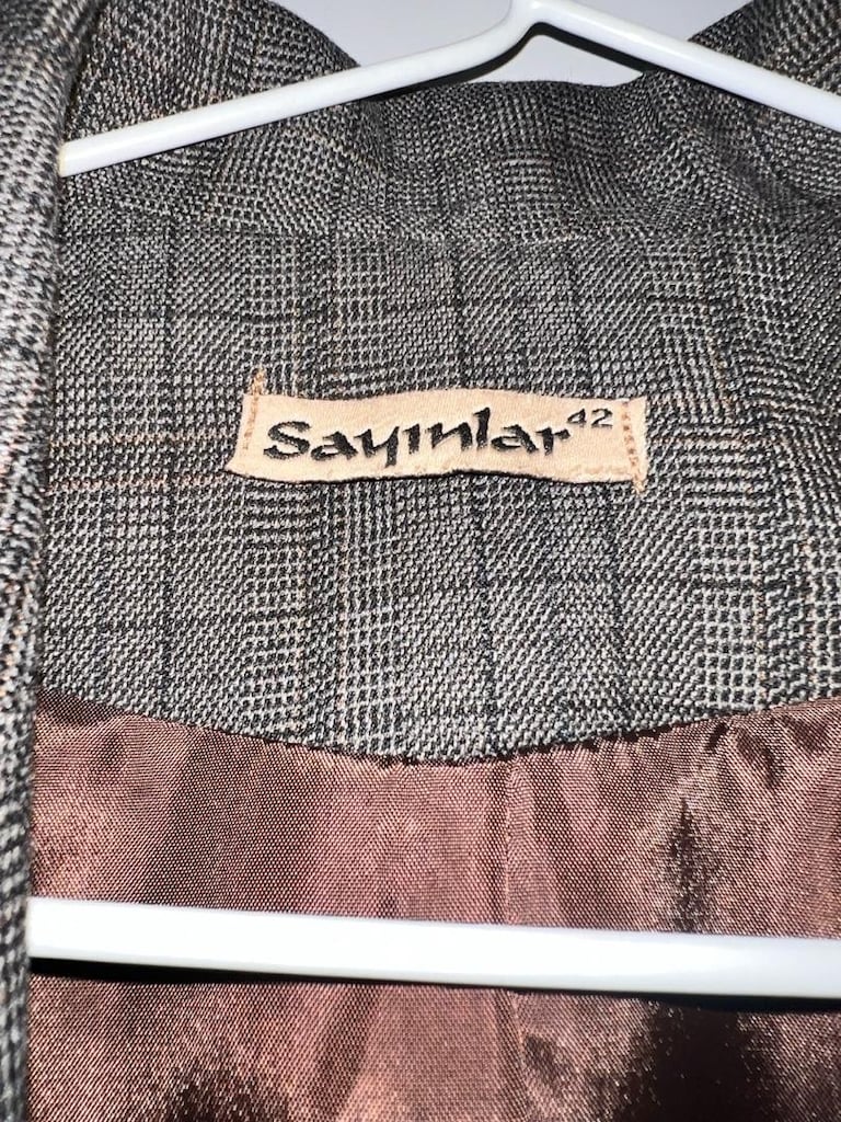 Gri Ekose Tek Düğmeli Blazer Ceket - 6