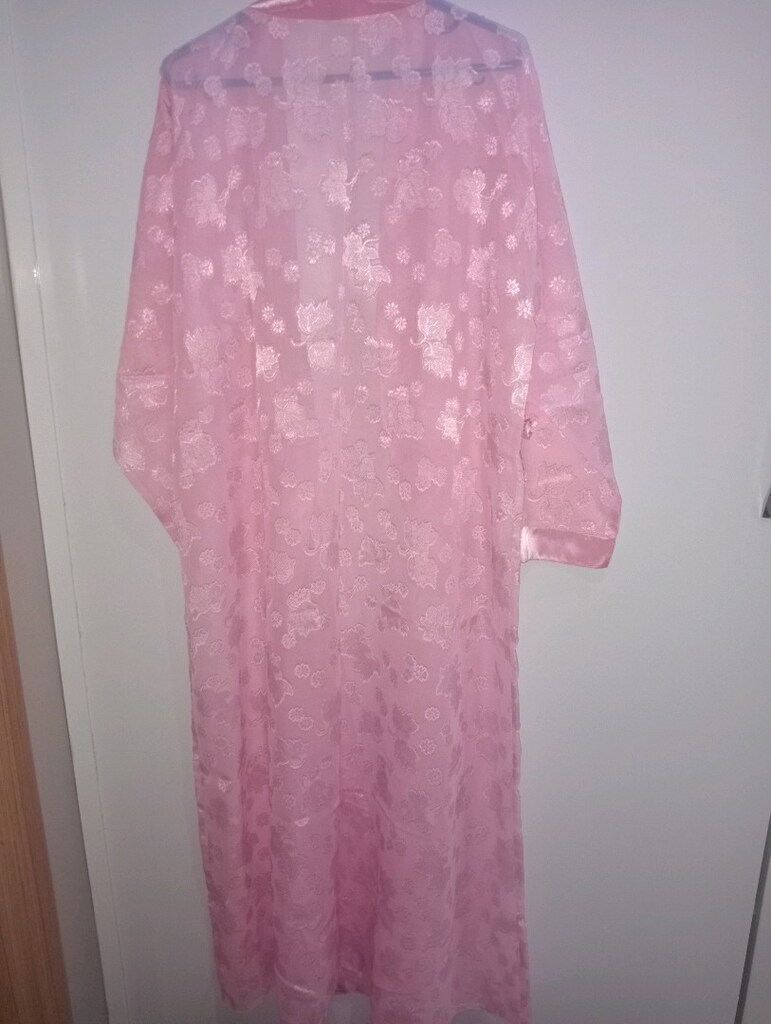 Kadın Pembe Midi Vintage Sabahlık, - 2