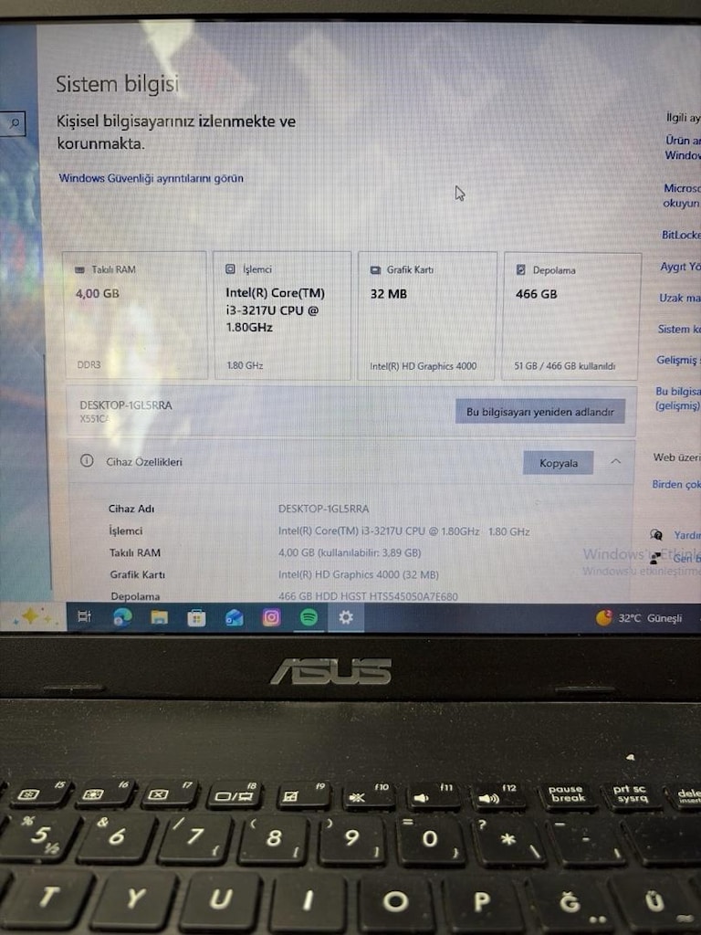 ASUS İ3 4/466 GB DEPOLAMA - 2