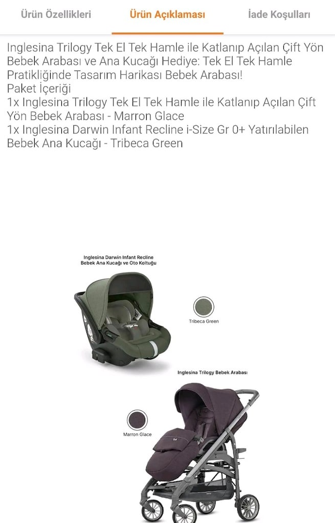 Çok Temiz - Inglesina Trilogy Travel Sistem Bebek Arabası + Darwin Rec - 2