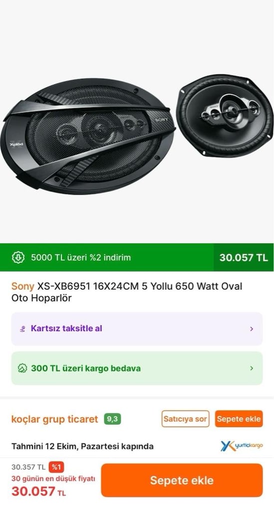 SONY XPLOD 650 WATT 5 YOL KALİTELİ HOPARLÖR - 7