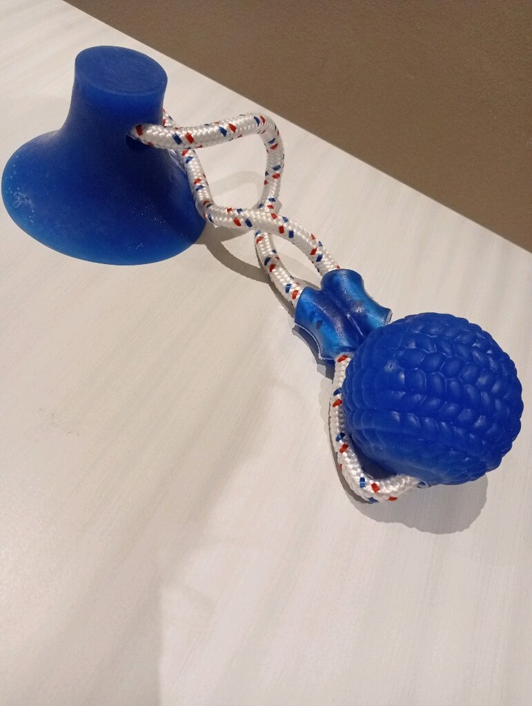 Vantuzlu Köpek Çekmeli Top Oyuncağı -Mavi - 3