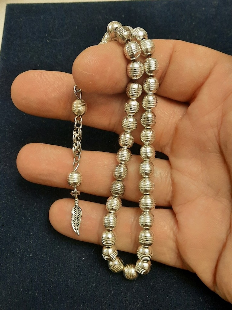 gümüş kaplama mini boy alpaka tesbih - 2
