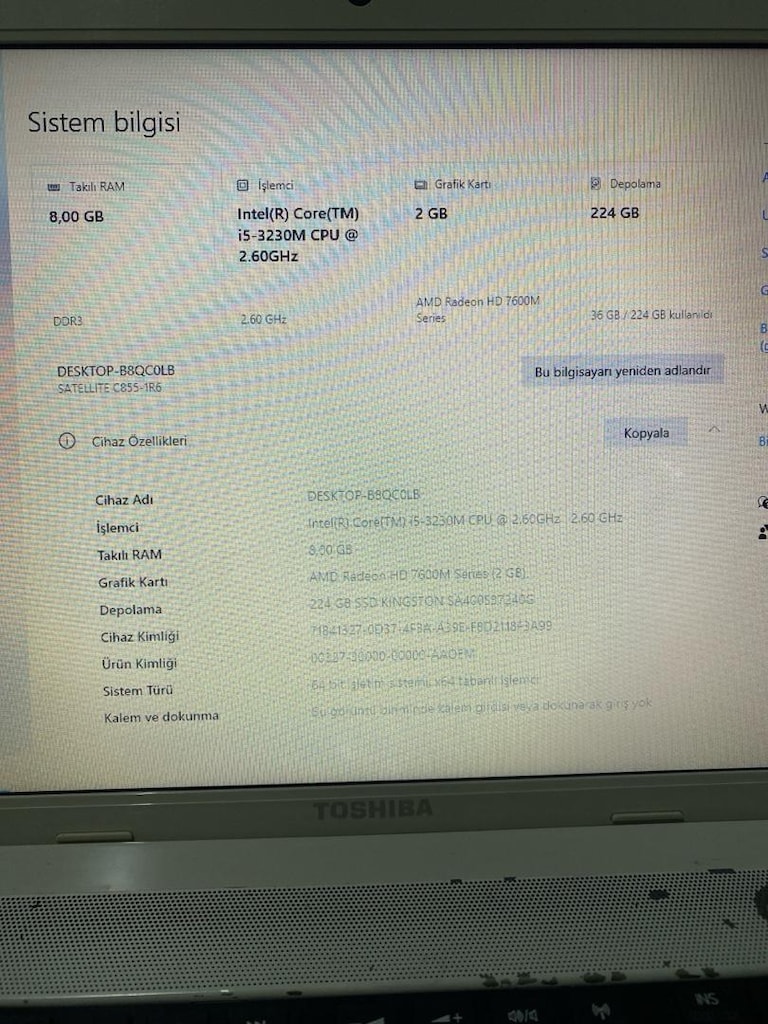 Toshiba Satellite L850 i5-3Nesil laptop sorunsuz - 6