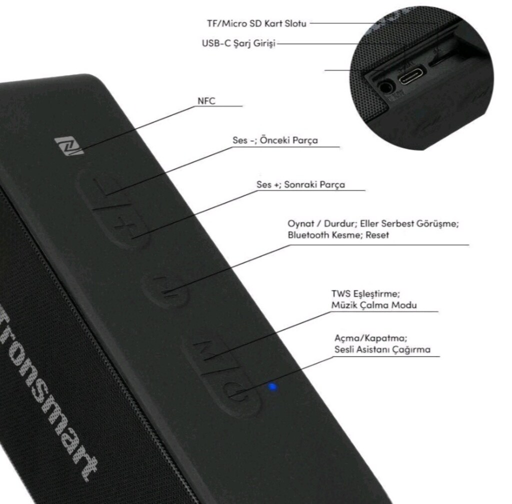 Tronsmart T2 Plus NFC ve TWS destekli Bluetooth hoparlör - 4