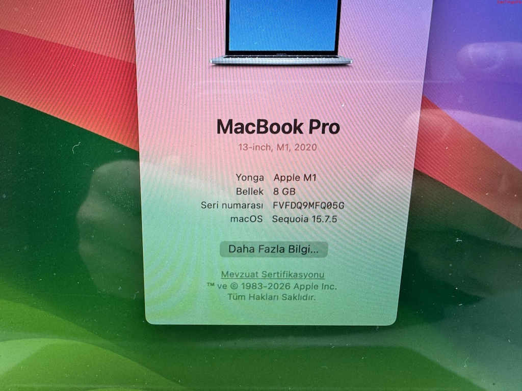 MACBOOK PRO BARLI 2020 M1 İŞLEMCİ 256 NVME 8 GB RAM - 5