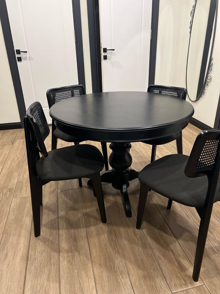 baba ayak yuvarlak masa ve Hazeranlı dört sandalye - 8