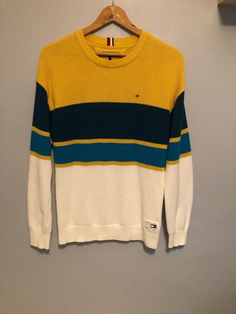 Tommy Hilfiger Renkli Çizgili Bisiklet Yaka Triko Kazak - 4