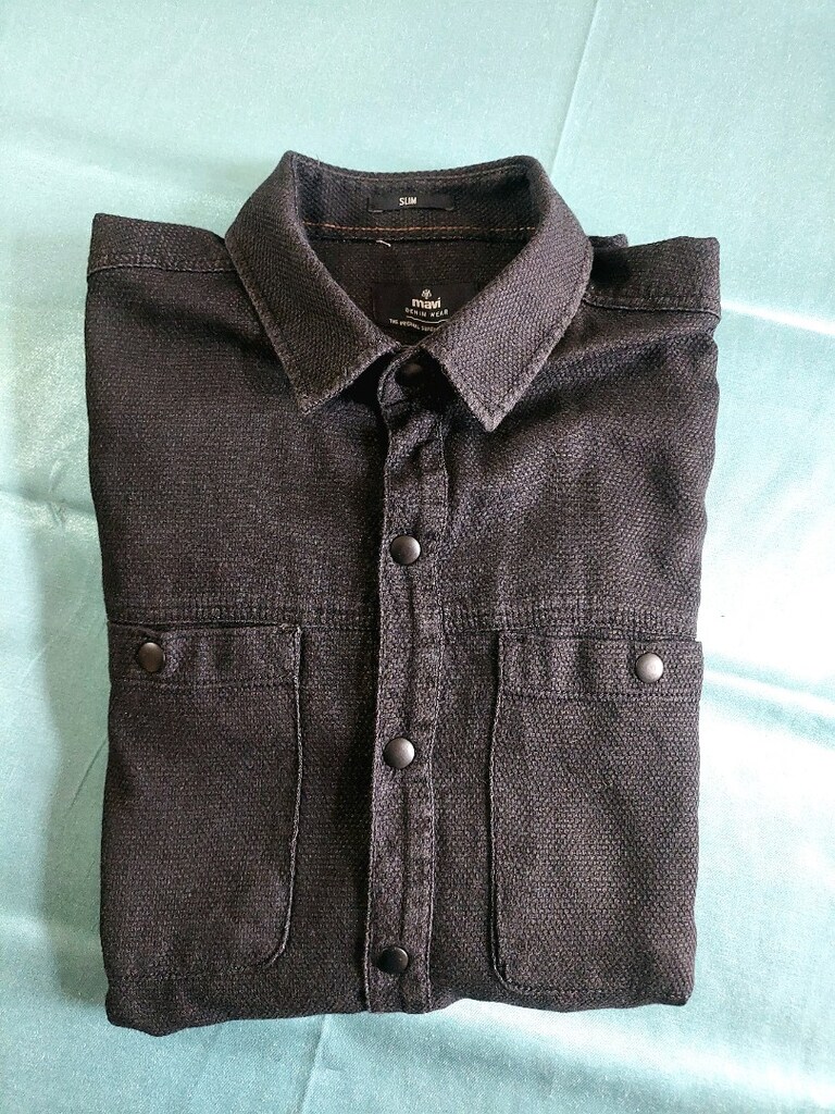 Mavi jeans çıtçıt düğmeli spor gömlek - 5