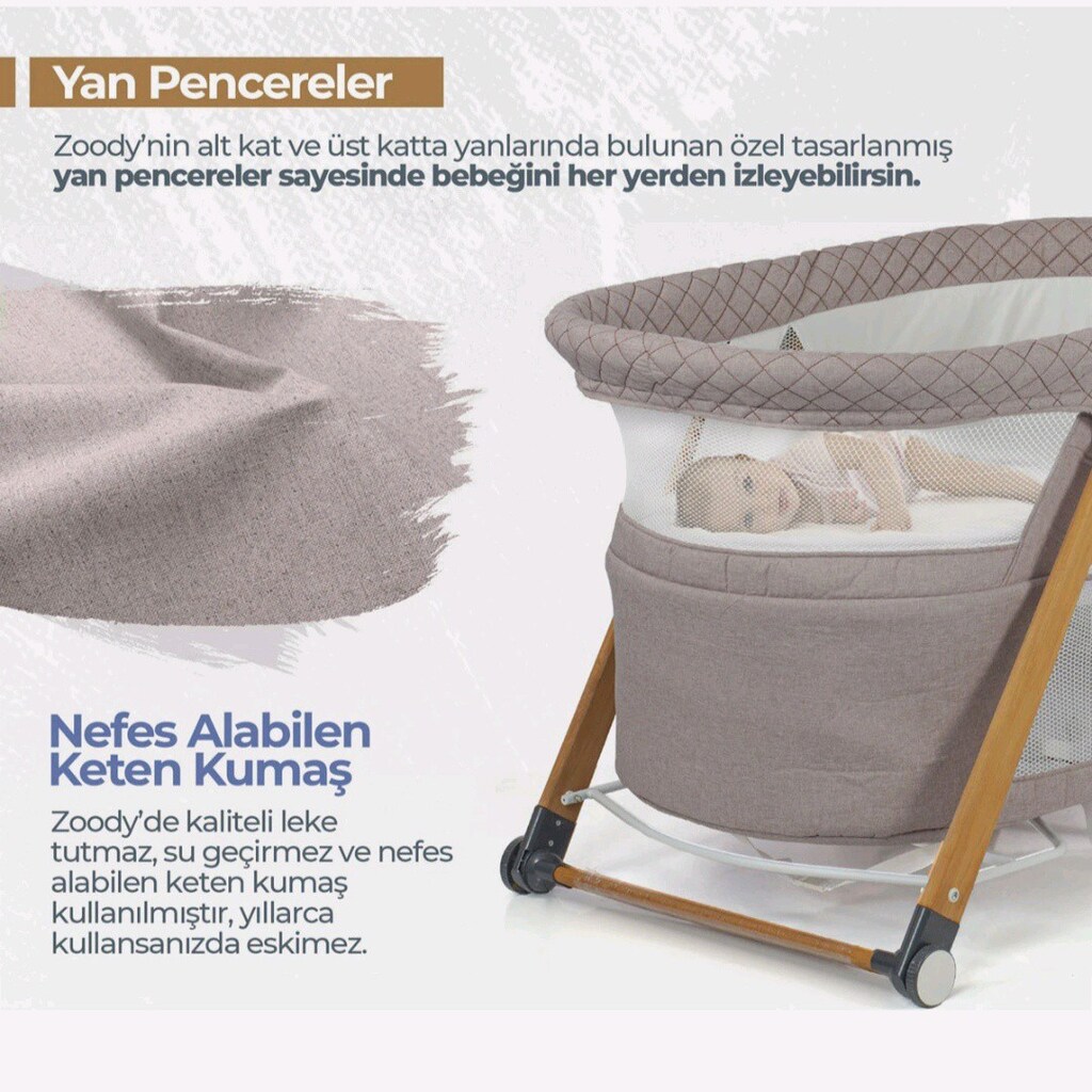 Kiwi Zoody 3 in 1 Bebek Beşiği ve Park Yatak - 2