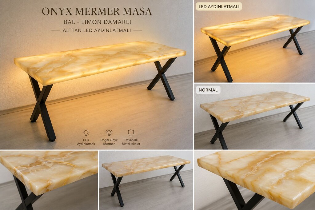 Bal & Limon Onyx Mermer ve Masa (Ofis, Yemek, Toplantı vb.)