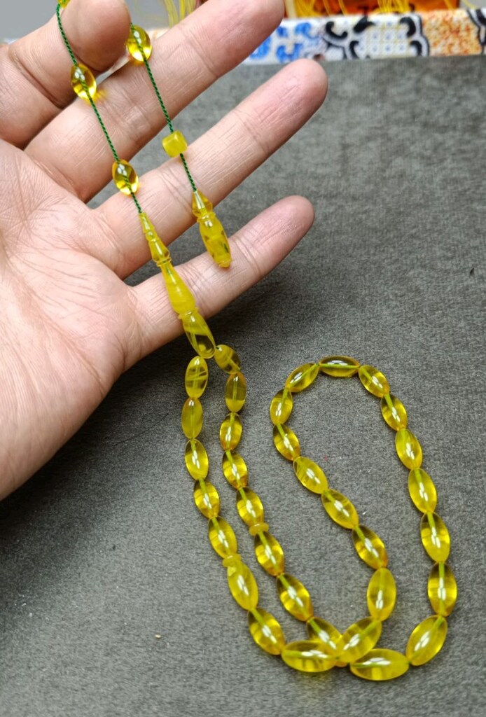 12x6 mm Mehmet Barlak Usta İmzalı Sıkma Kehribar Tesbih