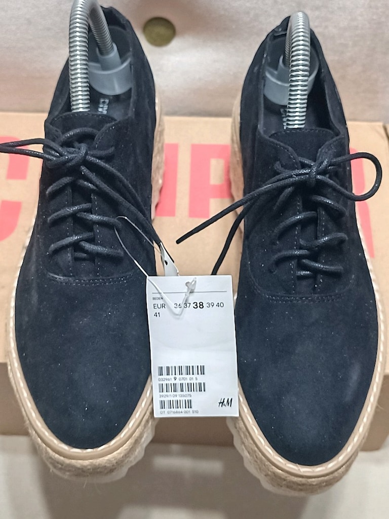 HM Siyah espadril kadın ayakkabı sıfır giyilmemiş özel tabanlı - 8
