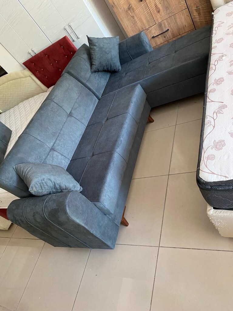 Ekonomik L koltuk köşe takımı yatak olur alttan sandıklı - 2