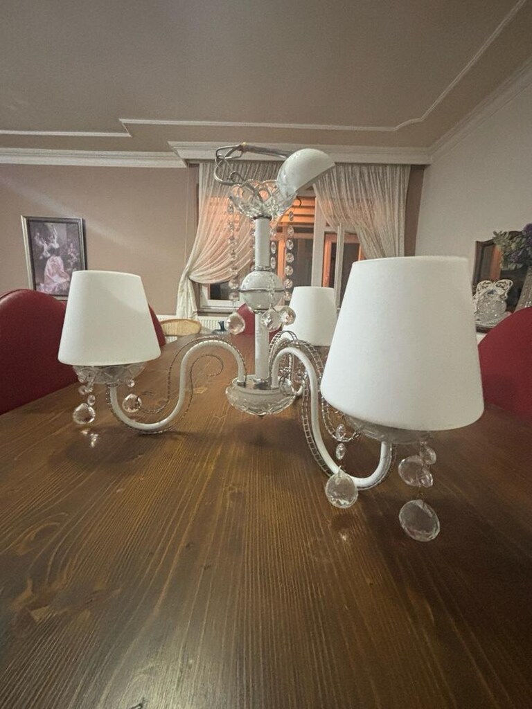 FIRSAT! ÇOK ŞIK 3’LÜ BEYAZ TAŞLI ŞAMDAN AVİZE! - 7