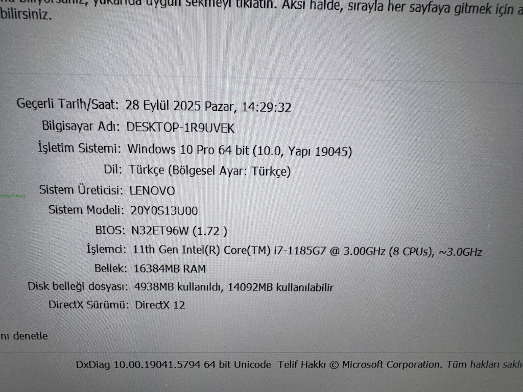 THİNKPAD X1 YOGA İ7 11. NESİL 16 GB RAM 512 NVME DOKUNMATİK - 8