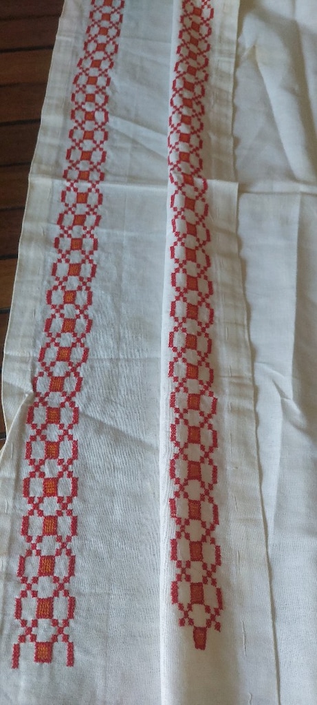 KANAVİCE ÖRTÜ DOKUMA KUMAŞ UZERI ELISI YİKANMADİ SANDIK SIFIR 95/90cm - 3