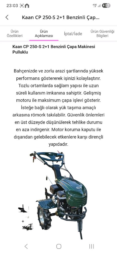 Kaan CP 250-S 2+1 Benzinli Çapa Makinesi Pulluklu - 2