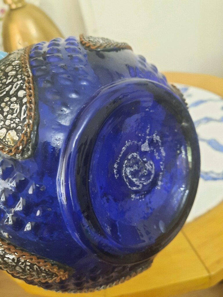 vintage iran işi süslemeli cam karaf - 7