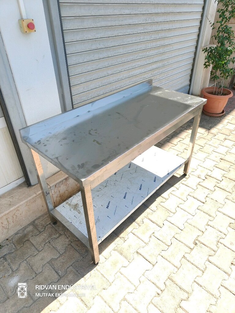 krom çalışma tezgahı hazır mutfak taban raflı krom tezgah - 10