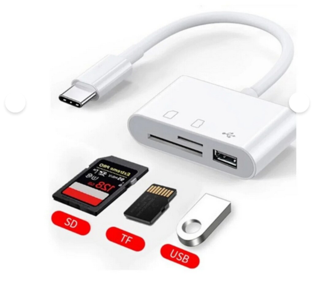 Type C To SD Micro SD TF Kart Okuyucu ve USB Çevirici 3 in 1 Dönüştürü - 3