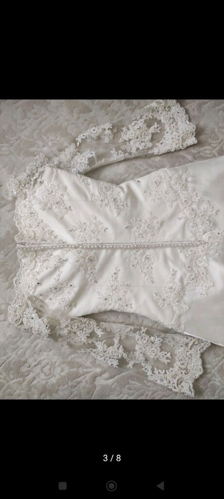 FRANSIZ DANTEL PRENSES GELİNLİK straplez romantik S - 6