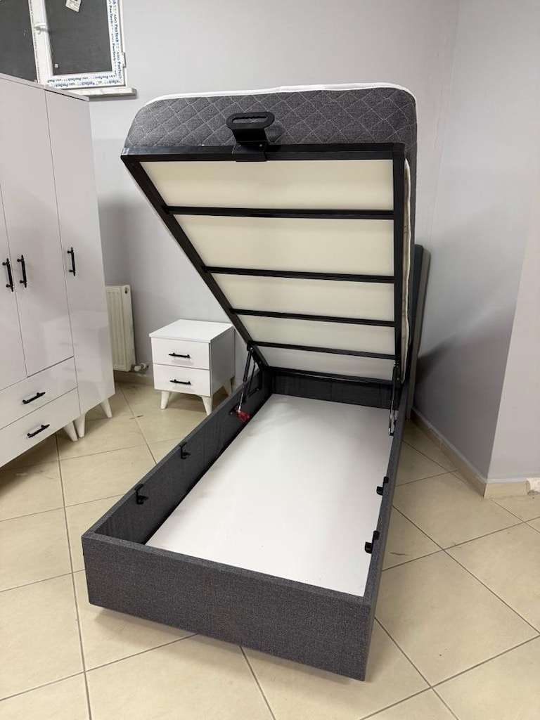 90X190 tek kişilik baza başlık yatak dahil set - 2