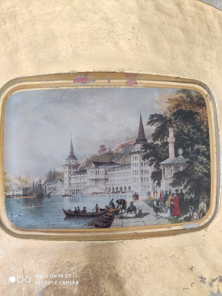 Paşabahçe kuleli tabağı antika 30/27 cm