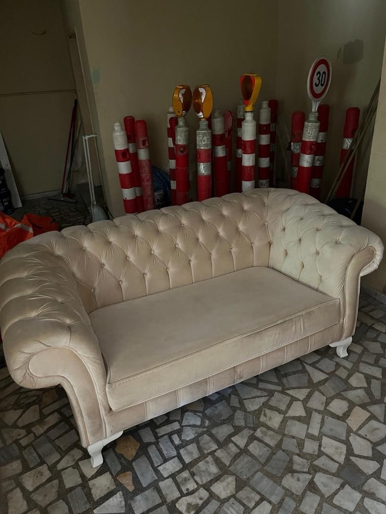 Temiz Chester 2’li Kadife Koltuk | Krem/Bej Renk | Şık Tasarım 180x70 - 8