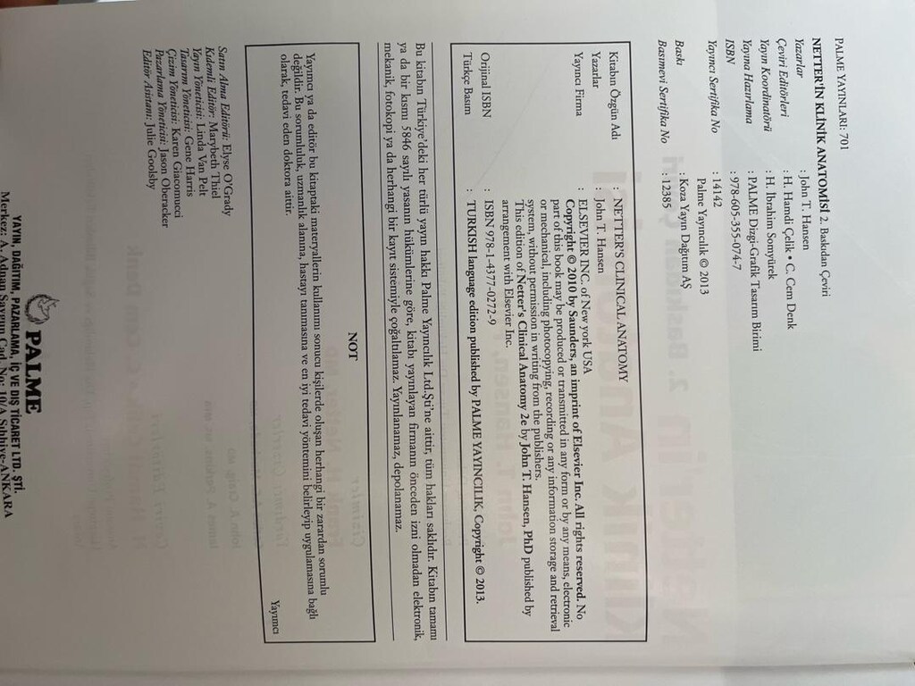 Netterin klinik anatomisi 2.Baskıdan çeviri Palme - 2
