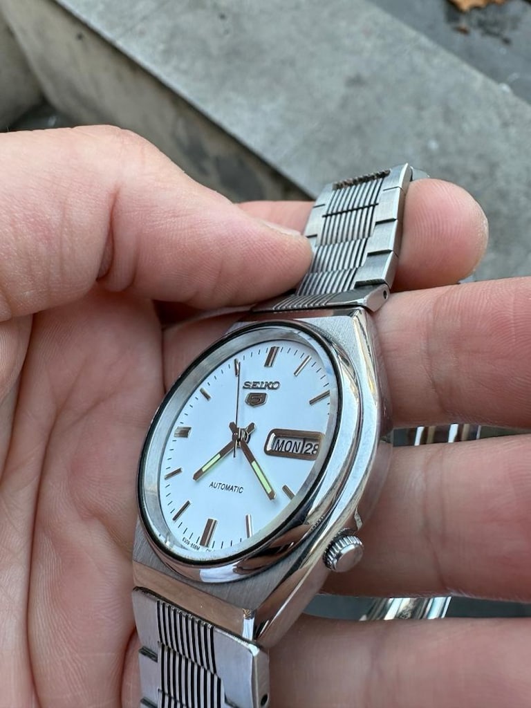 Seiko 5 Otomatik Saat 38mm Beyaz Kadranlı Temiz - 12