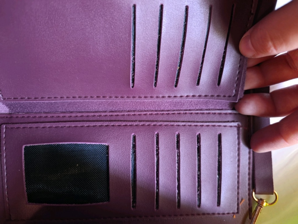 SIFIR - Bol Bölmeli, Telefon Sığan Zarf Model Kadın Cüzdanı (Mürdüm) - 6