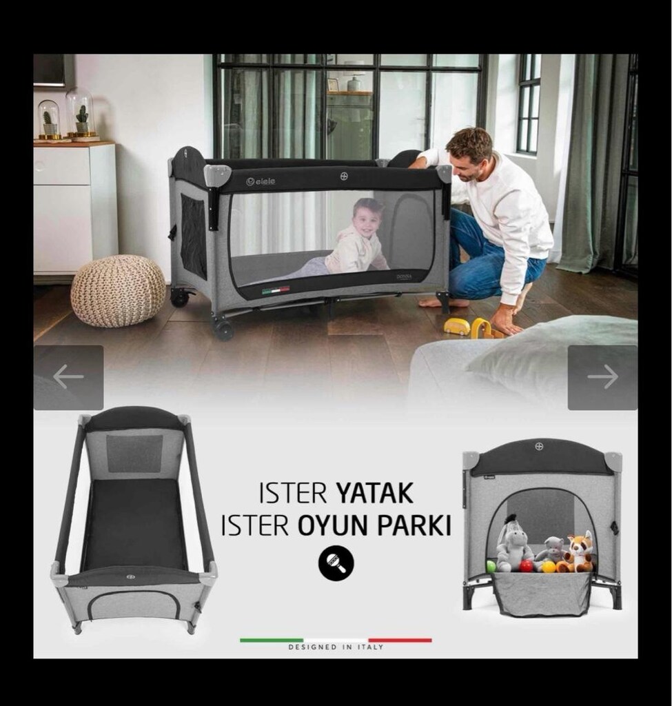 Elele Donna Anne Yanı Park Yatak Oyun Parkı XL 70x120 cm - 7